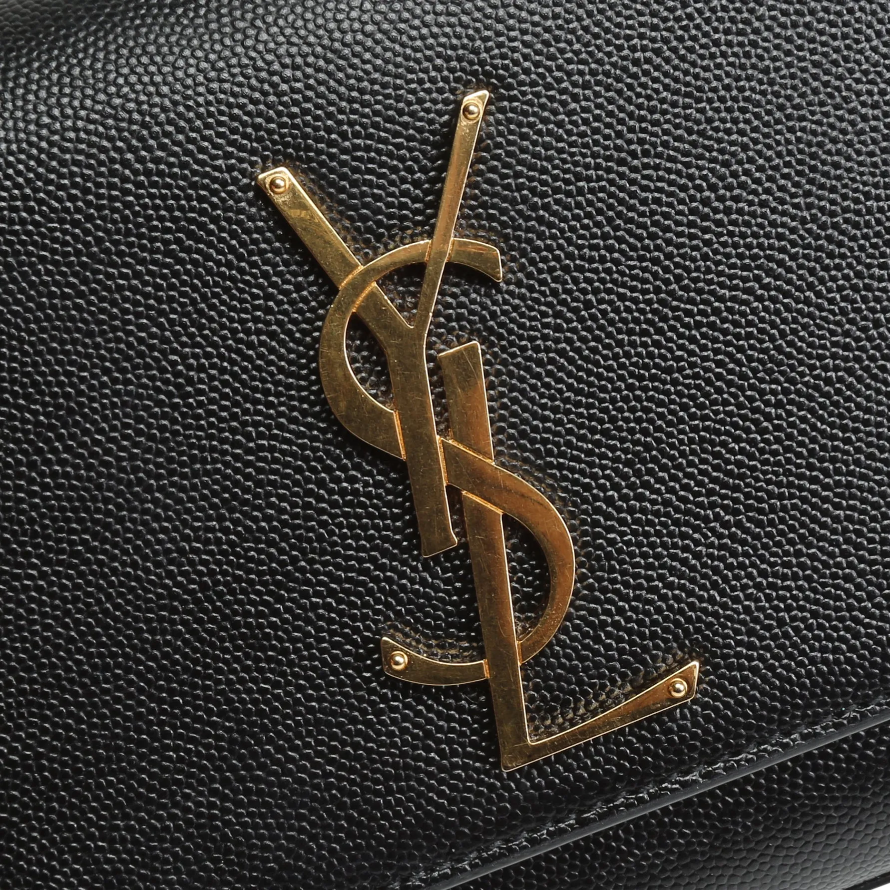 SAINT LAURENT Grain De Poudre Small Monogram Kate Bag - Black