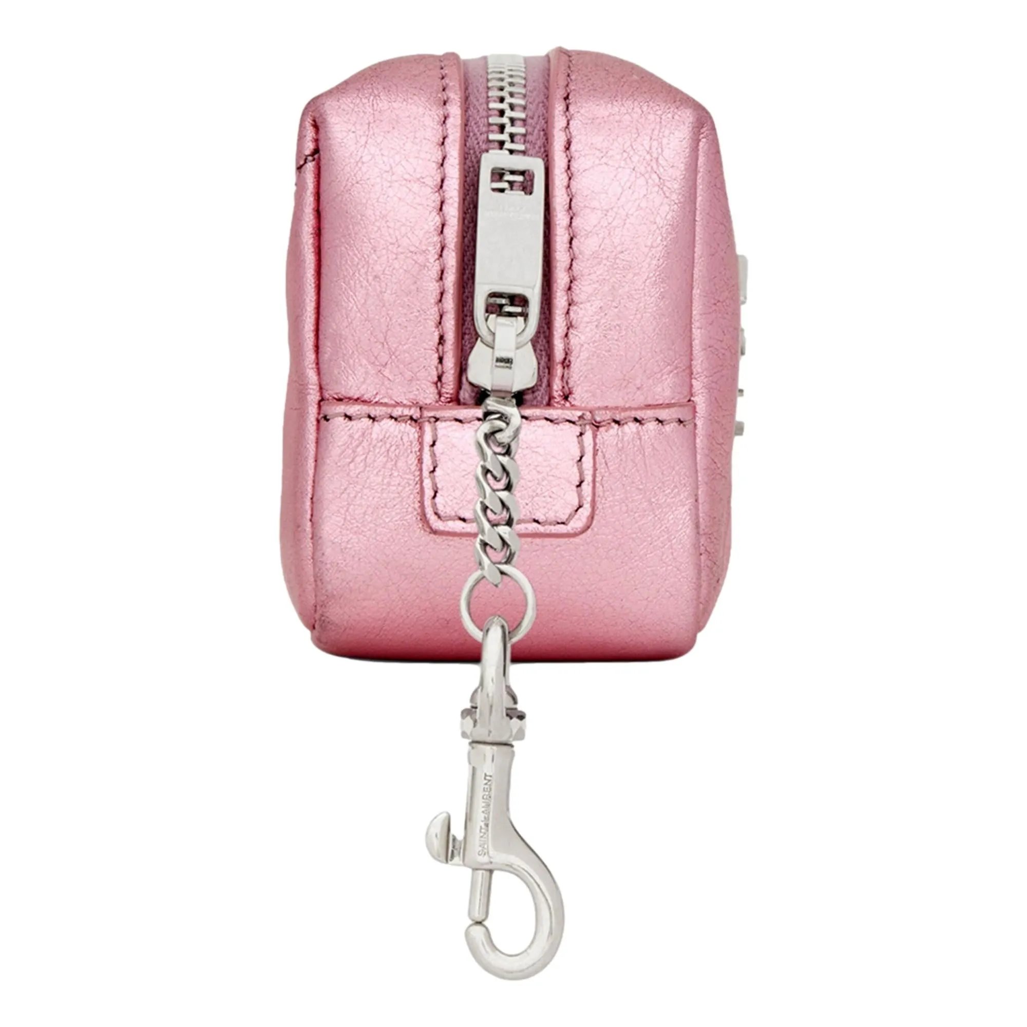 Saint Laurent Jamie YSL Keyring Cube Pink Leather