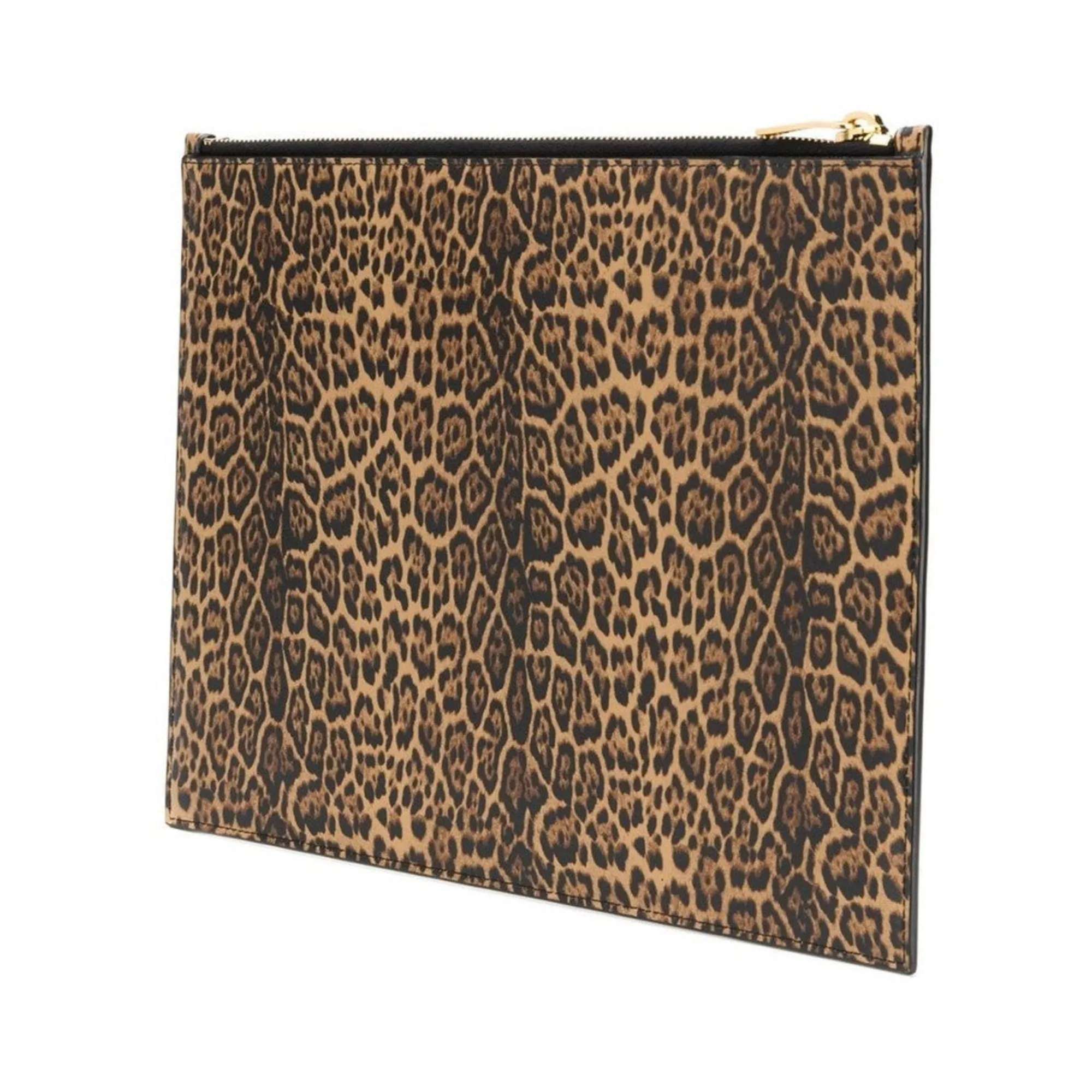 Saint Laurent Leopard Printed Calfskin Leather Large Pouch