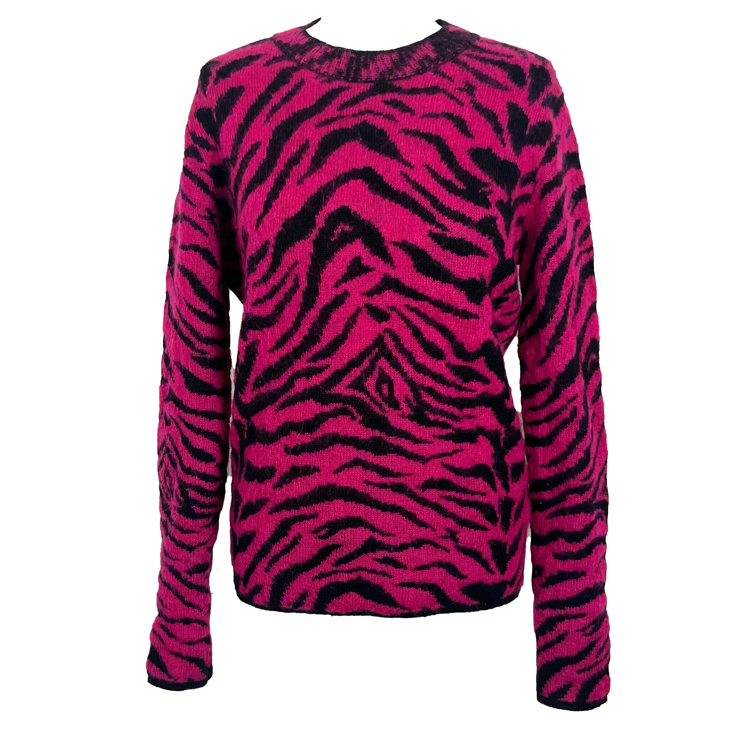 Saint Laurent Pink Zebra Print Mohair Jumper S