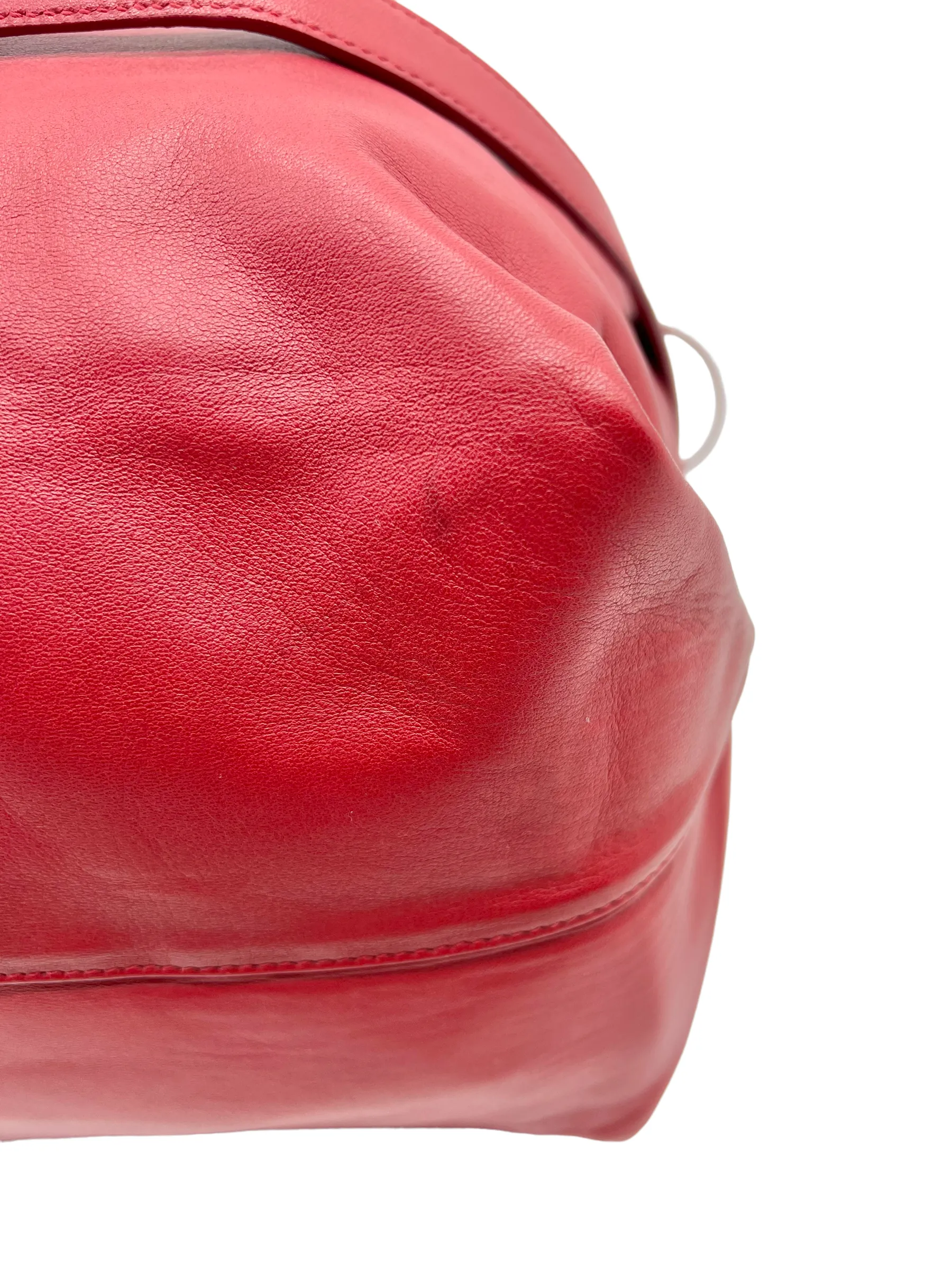 Saint Laurent YSL Red Leather Large Teddy Drawstring Bucket Bag