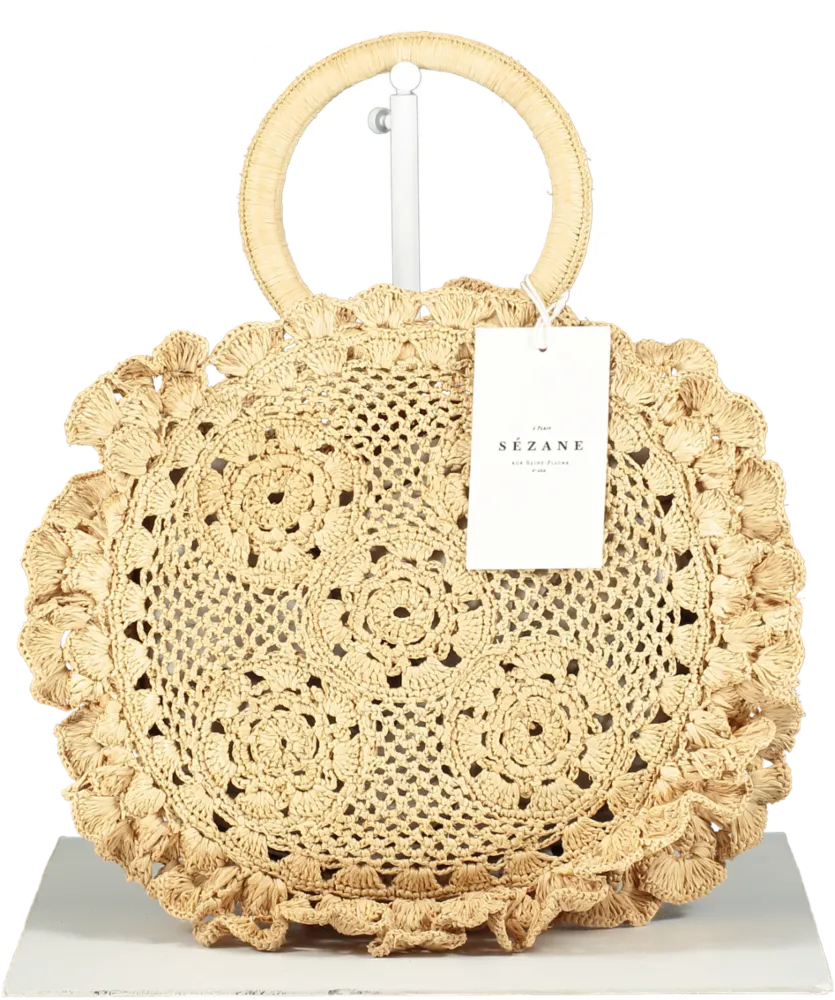 Sezane Nude Zina Basket  Natural Raffia Bnwt One Size