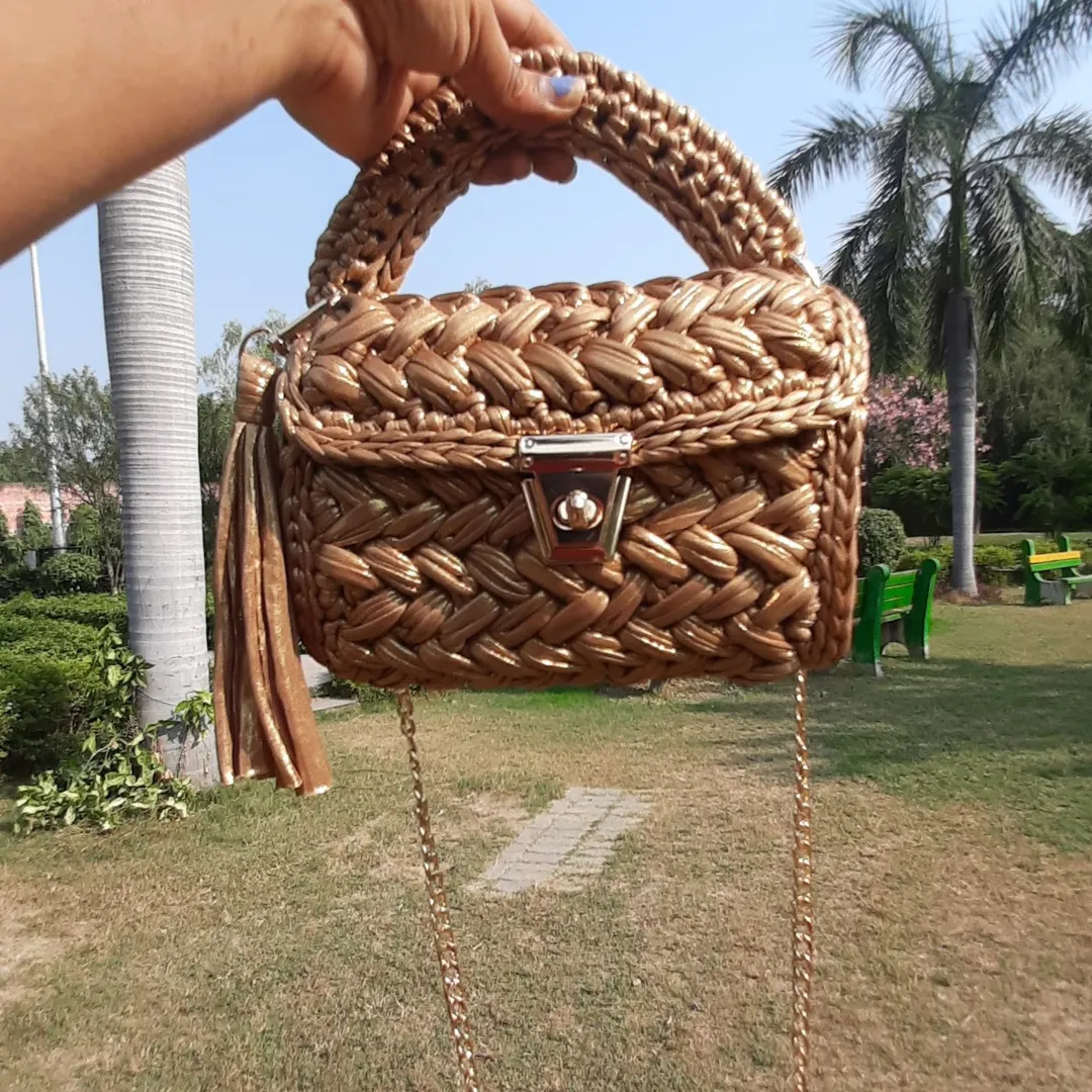 Shiroli Handmade Designer Metallic Mud Gold Bag