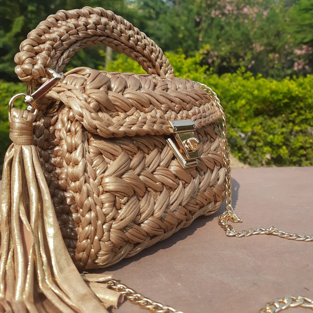 Shiroli Handmade Designer Metallic Mud Gold Bag