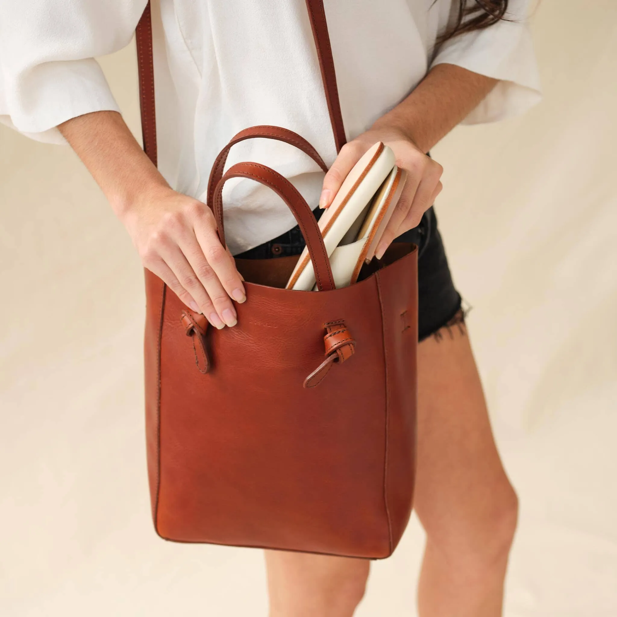 Simone Convertible Shopper Brandy