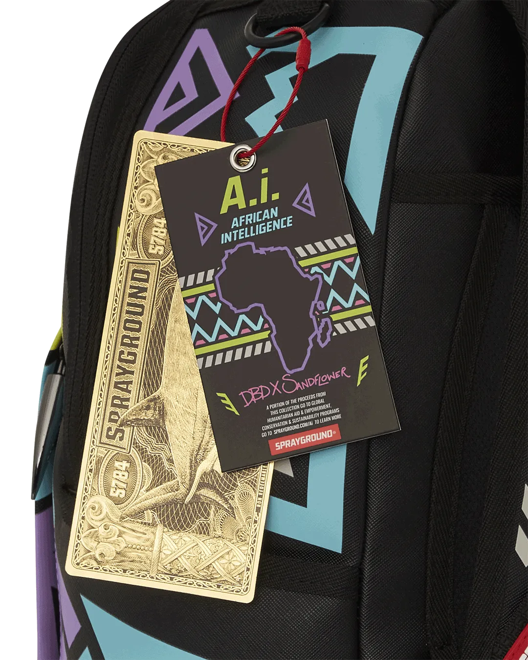 Sprayground AI Path to Future III Sandflower Glow in the Dark Backpack - Green / Purple