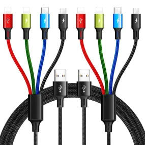 Spring Multi Charging Cable 3.5A Multi Charger Cable Braided 4 in 1 Charging Cable