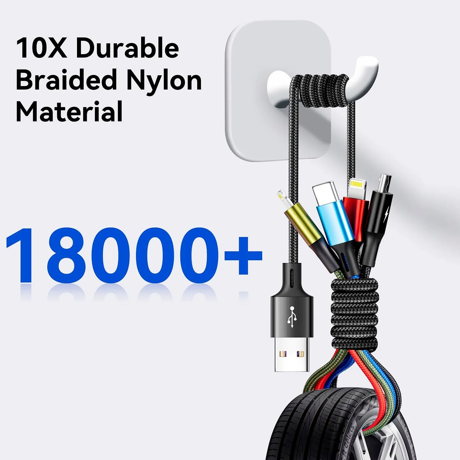 Spring Multi Charging Cable 3.5A Multi Charger Cable Braided 4 in 1 Charging Cable