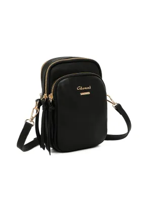 Sumba Double Zip Crossbody Bag - Black