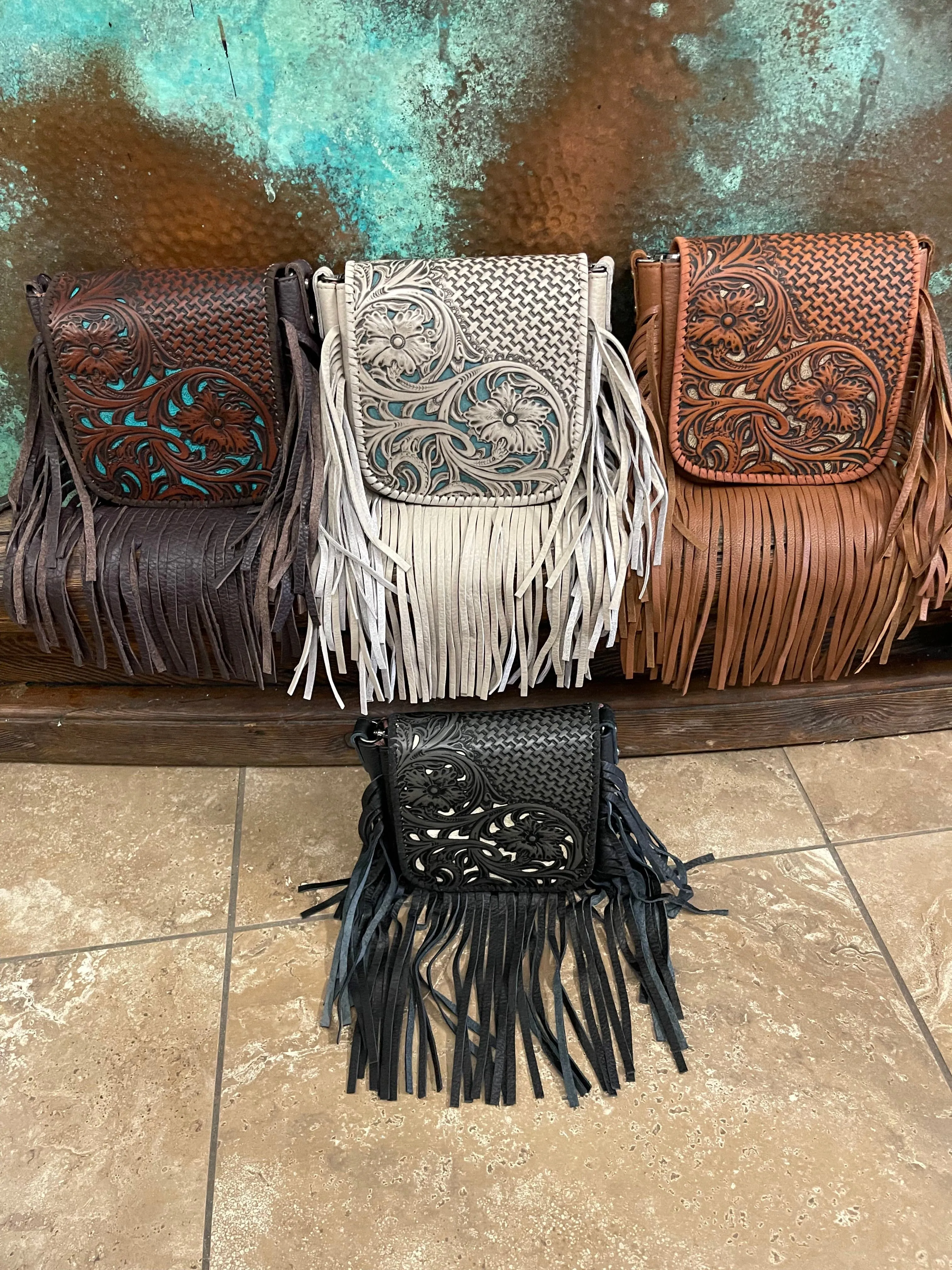 The Valley Desert tooled Crossbody bag