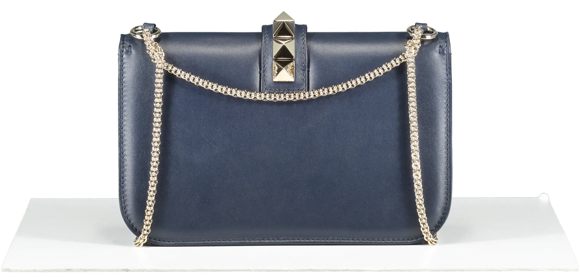 Valentino Garavani Blue Medium Rockstud Glam Lock Flap Bag