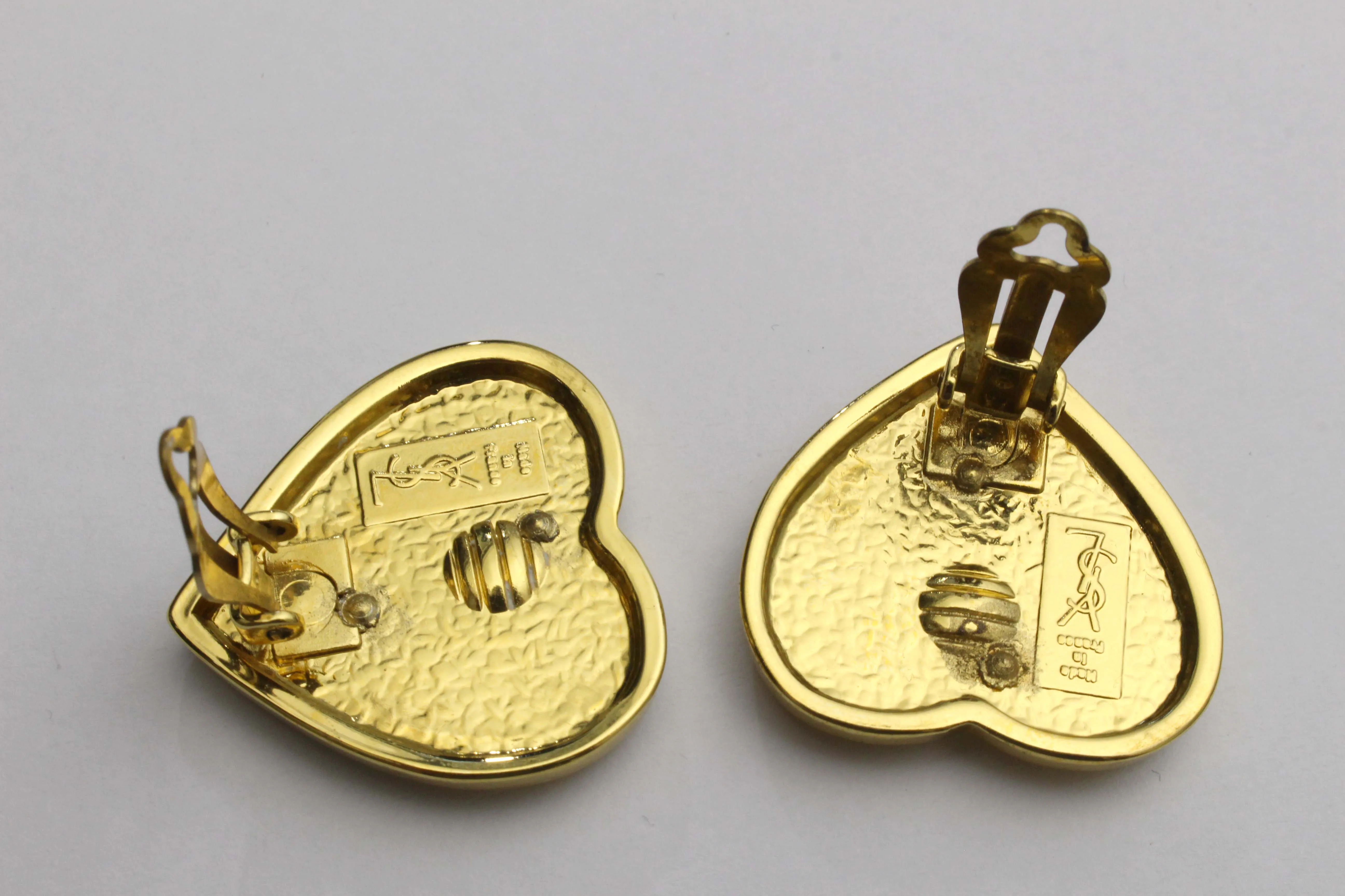 YVES SAINT LAURENT heart Logo earrings