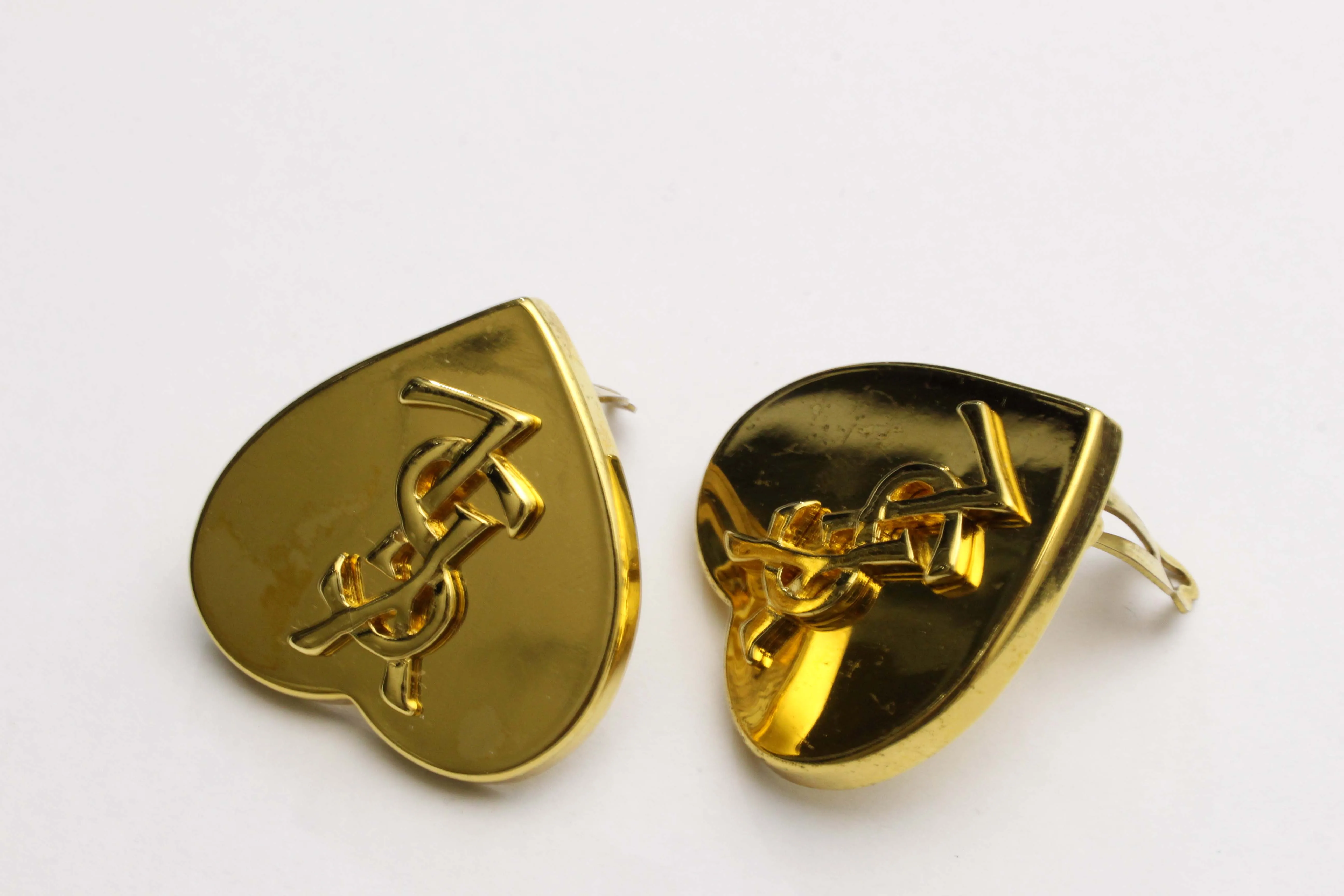 YVES SAINT LAURENT heart Logo earrings