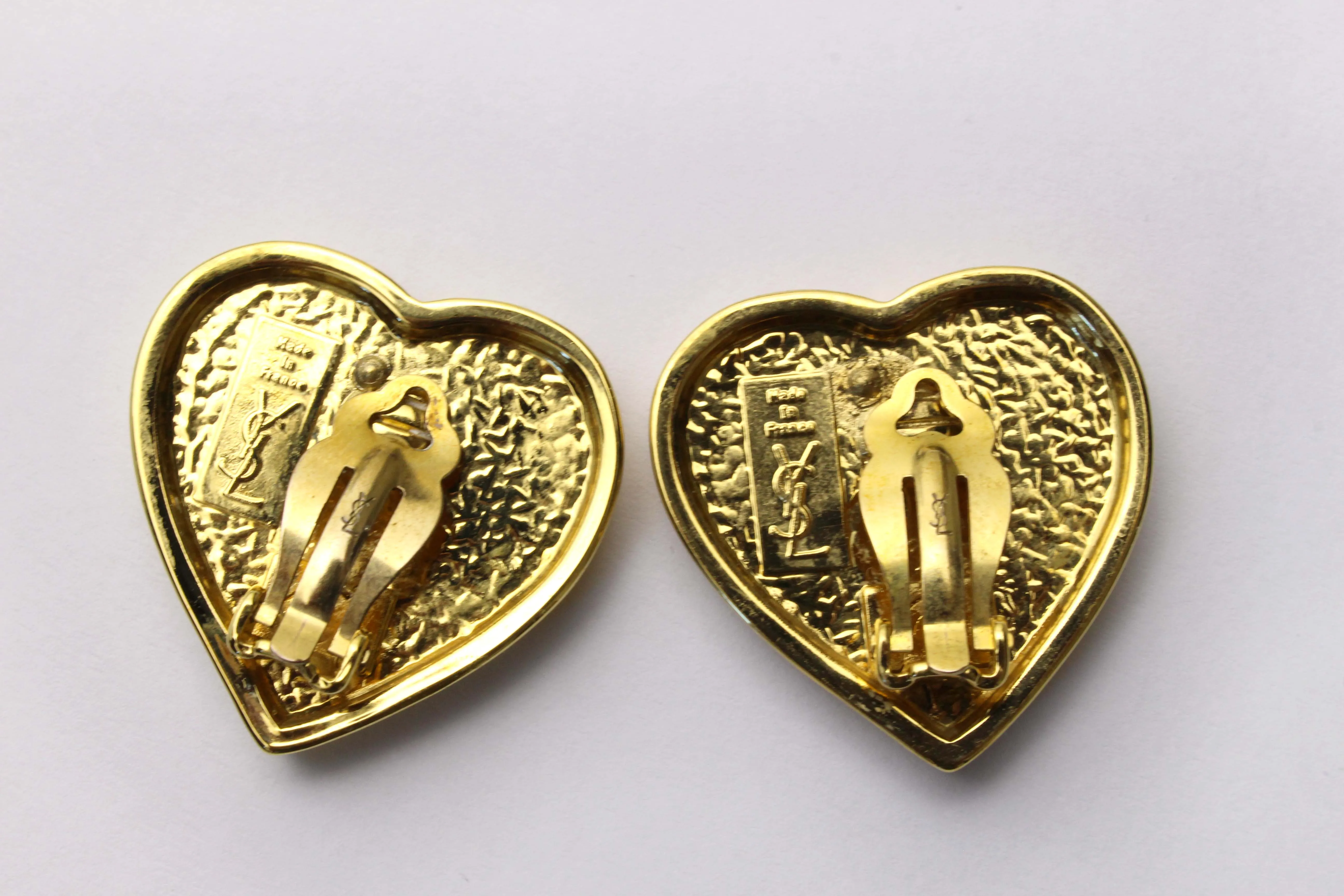 YVES SAINT LAURENT heart Logo earrings