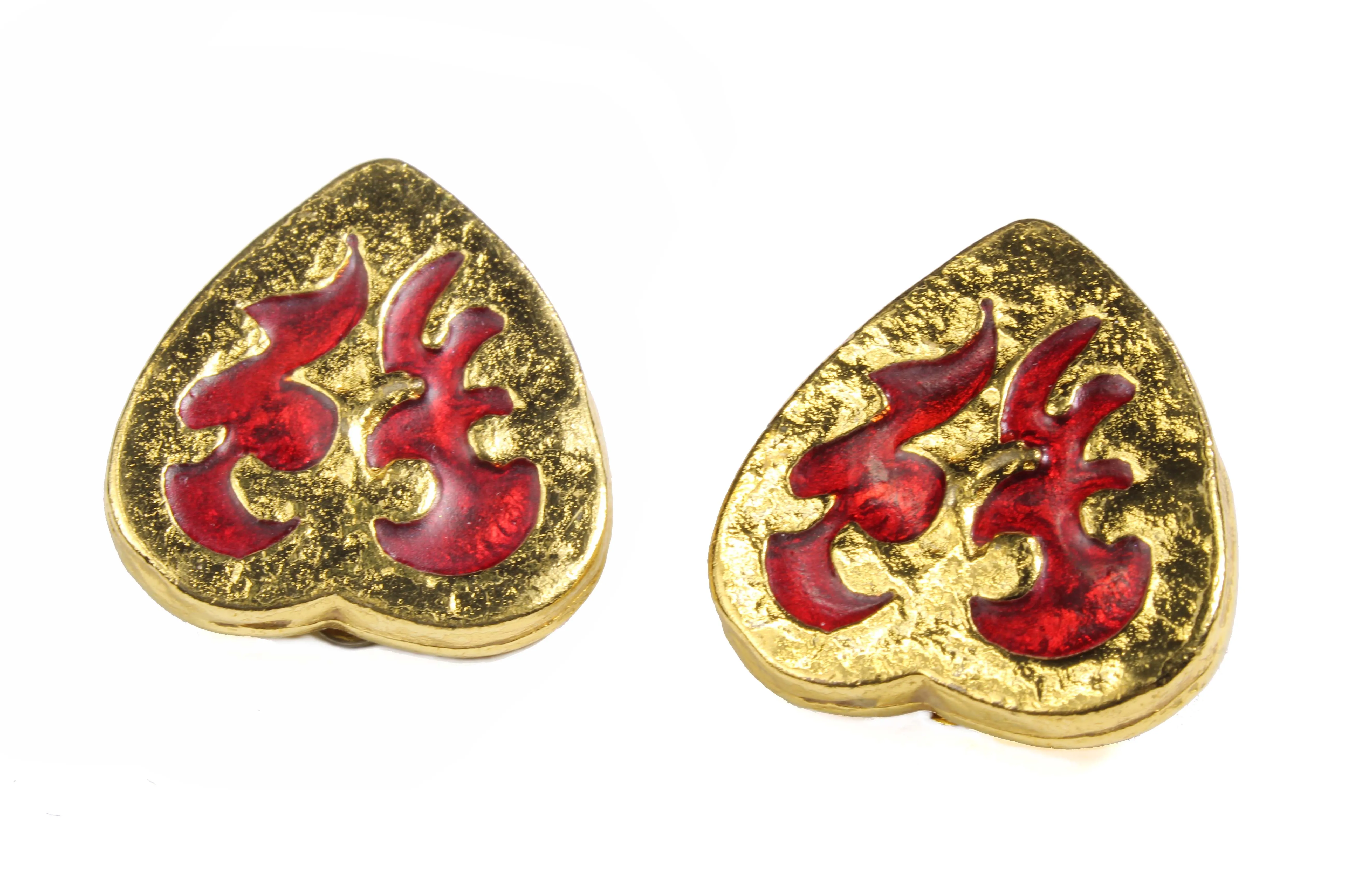 YVES SAINT LAURENT red heart earrings