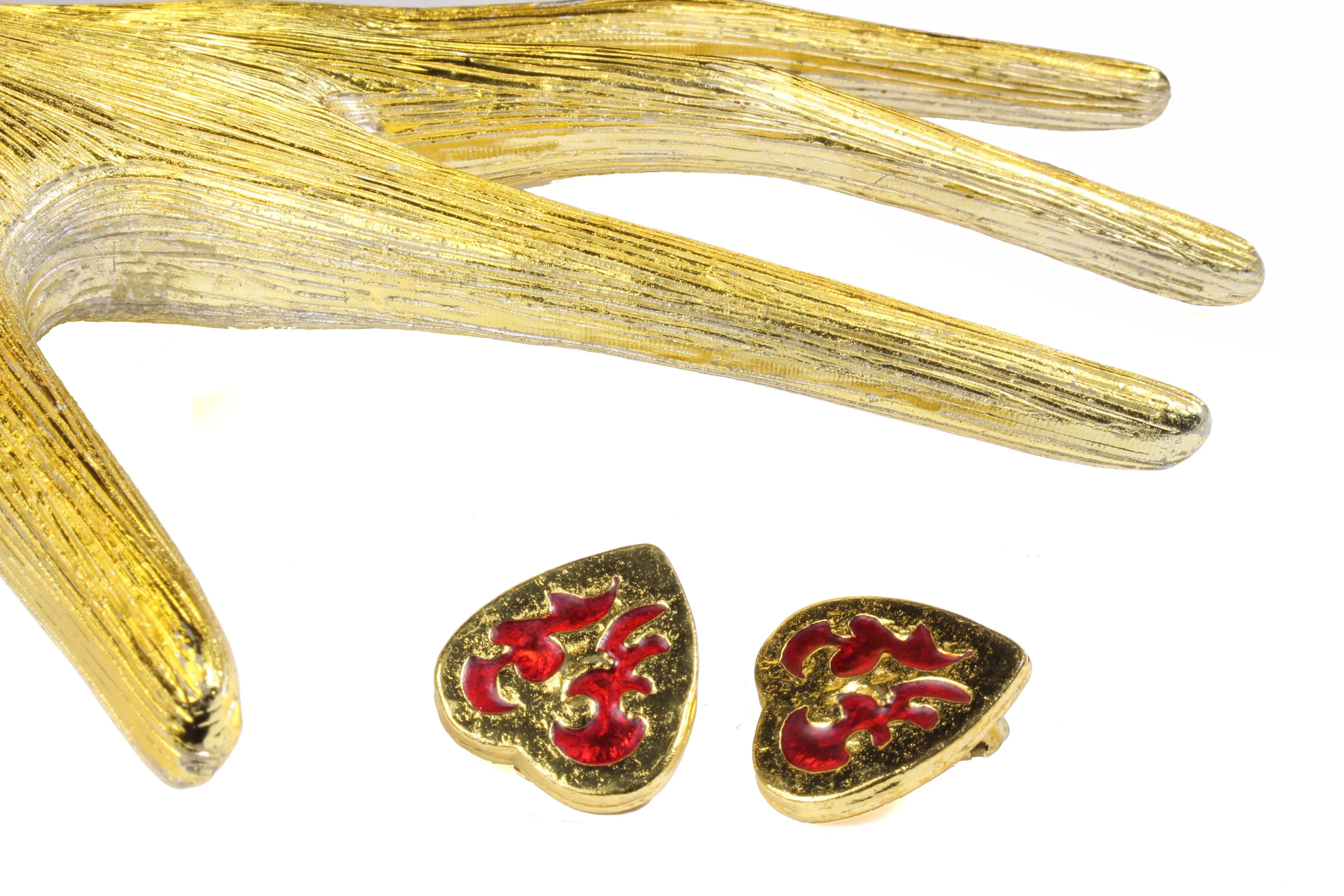 YVES SAINT LAURENT red heart earrings