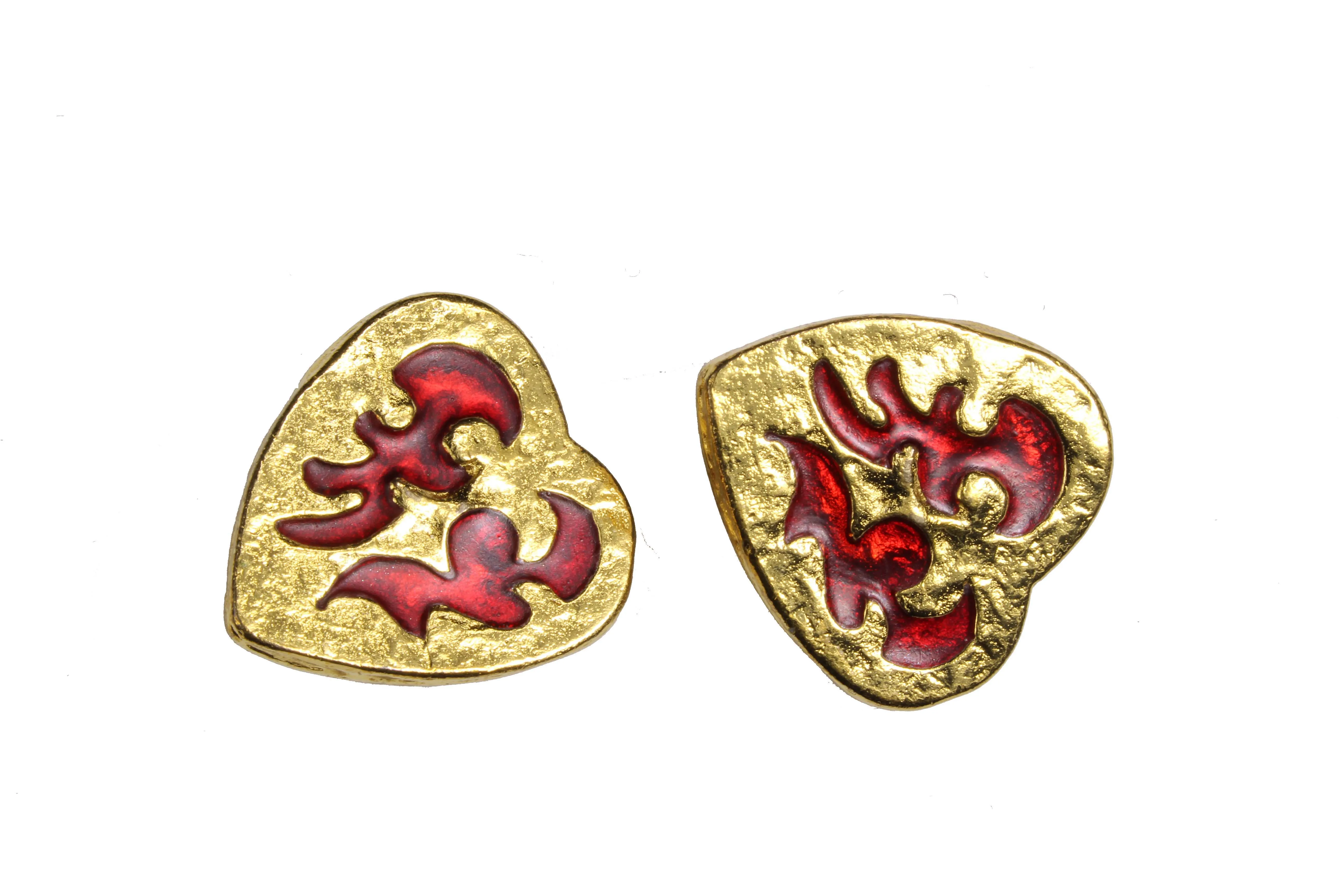 YVES SAINT LAURENT red heart earrings